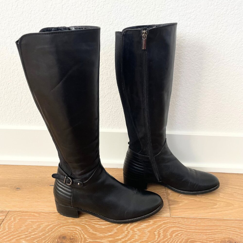 Aquatalia by Marvin K Boots Women 8 Black Leather Orion Tall Riding Knee High